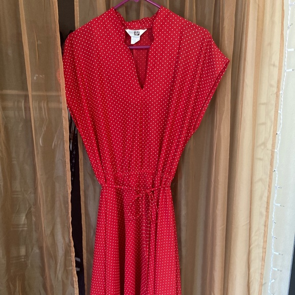 Vintage Midi Red Polka Dot Dress - Picture 1 of 3